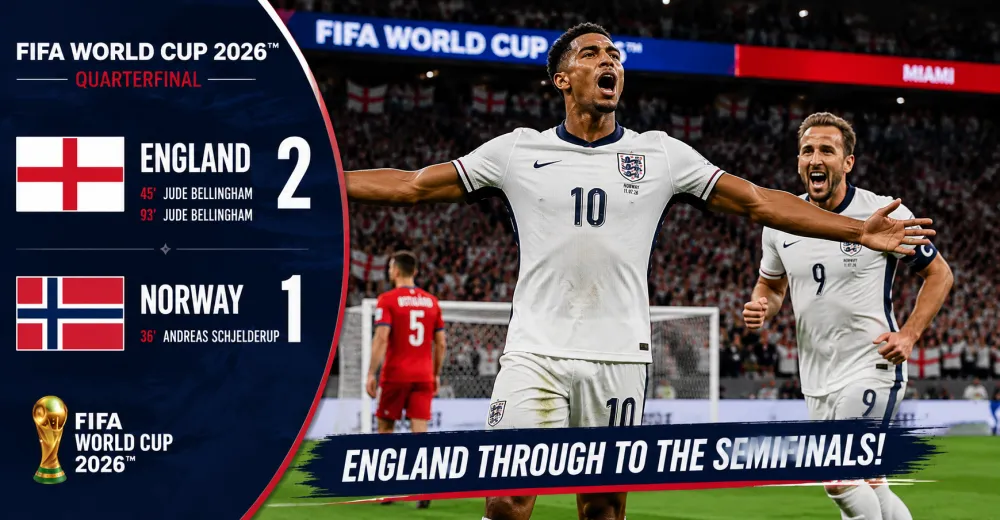 England Advance To Semi-Finals After 2-1 Win against Norway