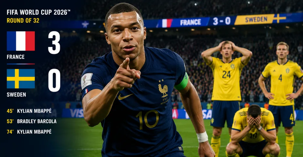 France 3-0 Win Against Sweden - Round of 32